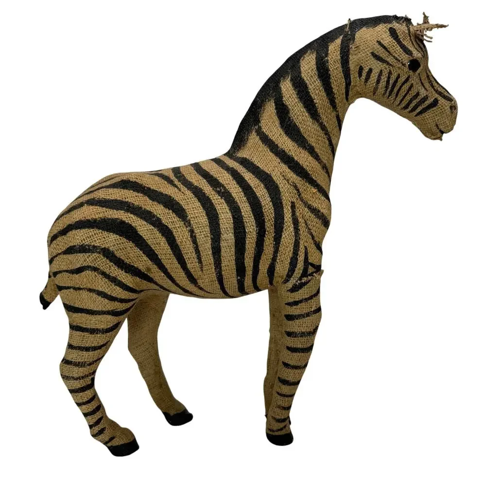 Burlap Fabric Zebra Figurine 17